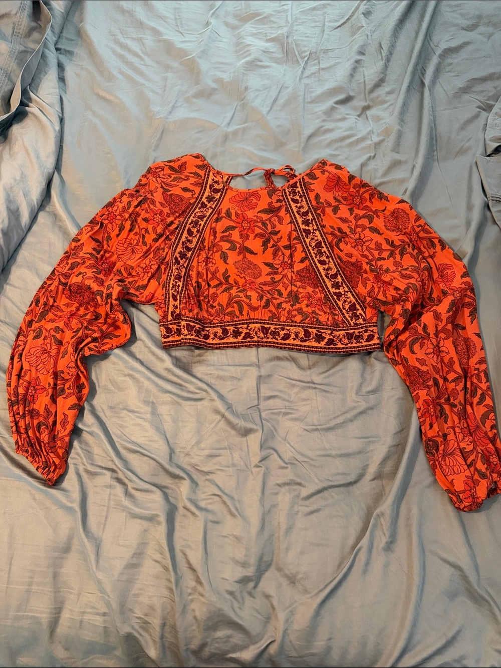 Urban Outfitters Red-Orange Cropped Open Back top
